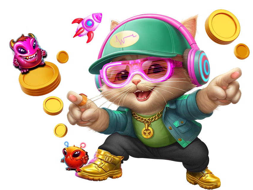 A colourful free-play character welcomes you
